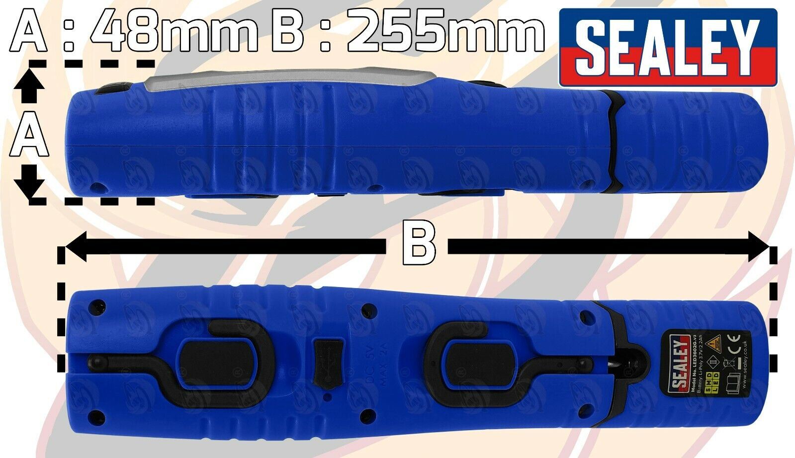 Sealey Rechargeable Smd Led Li - Ion Work Light ( Blue )  LED3602B