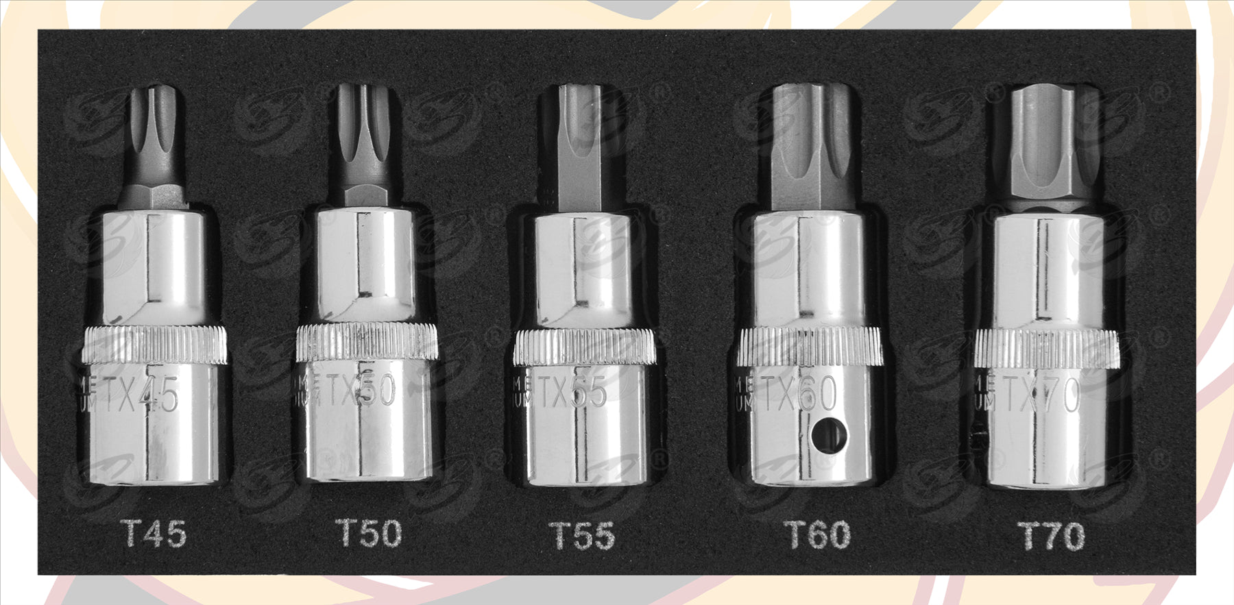 BLUESPOT 15PCS 1/2" DRIVE MIXED BIT SOCKETS ( HEX - TORX - SPLINE )
