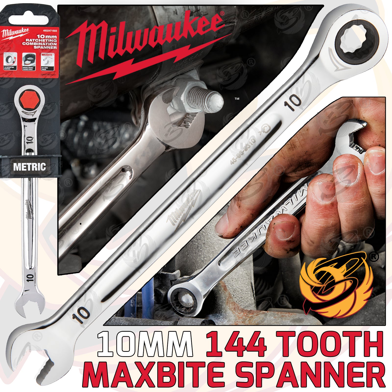MILWAUKEE 10MM 144 TEETH MAXBITE RATCHET SPANNER