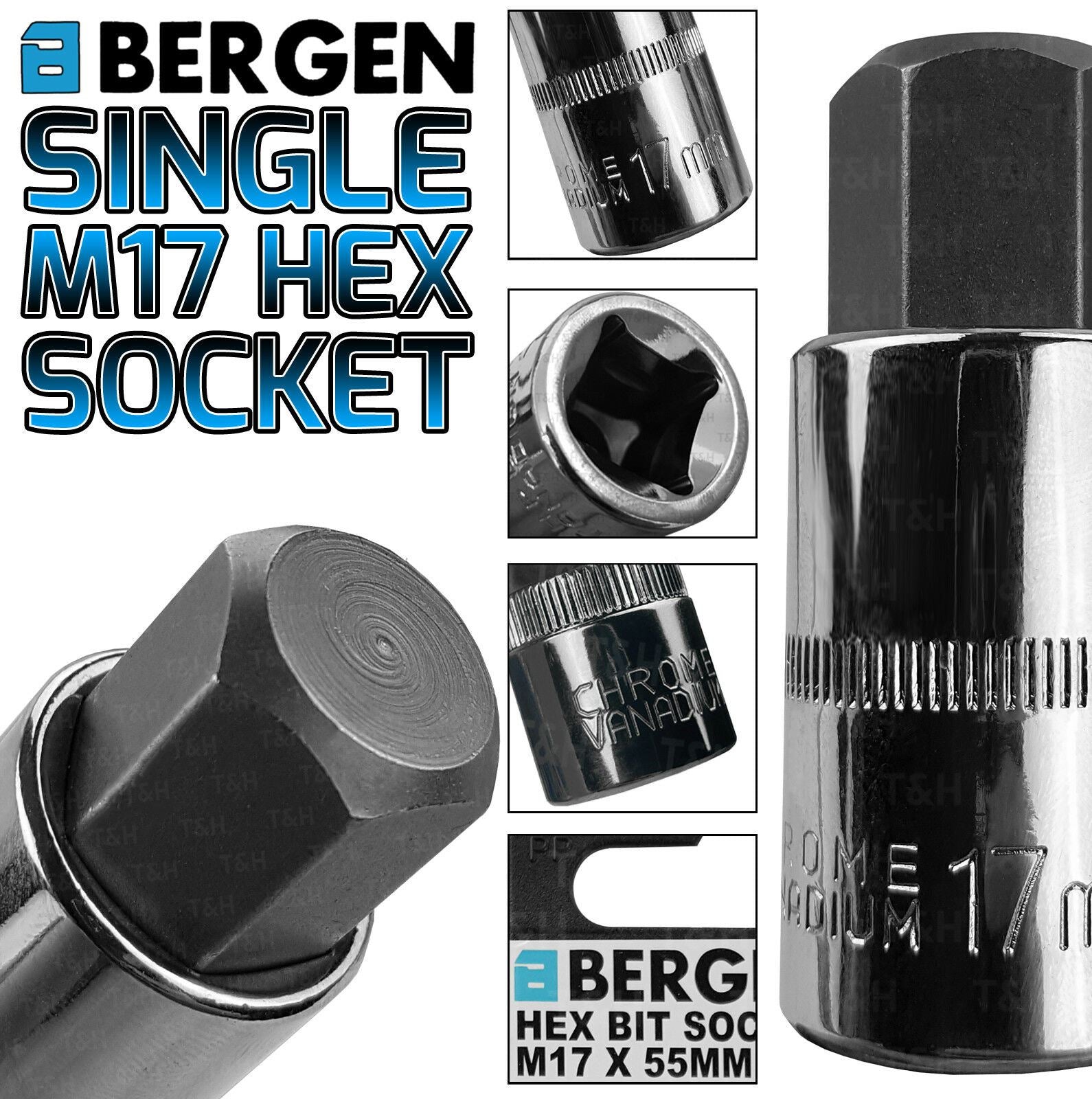 US PRO H17 1/2" DRIVE 55MM LONG HEX BIT SOCKET ( SINGLE )