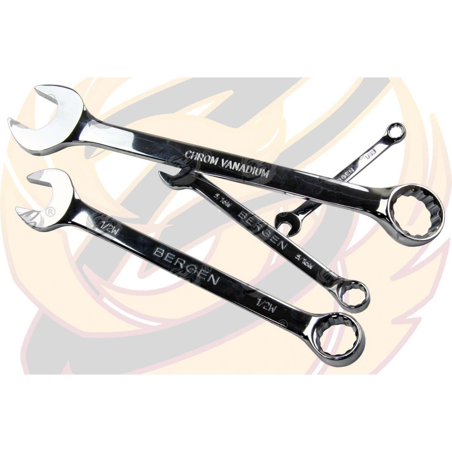 BERGEN 10PCS WHITWORTH COMBINATION SPANNERS 1/8" - 11/16"