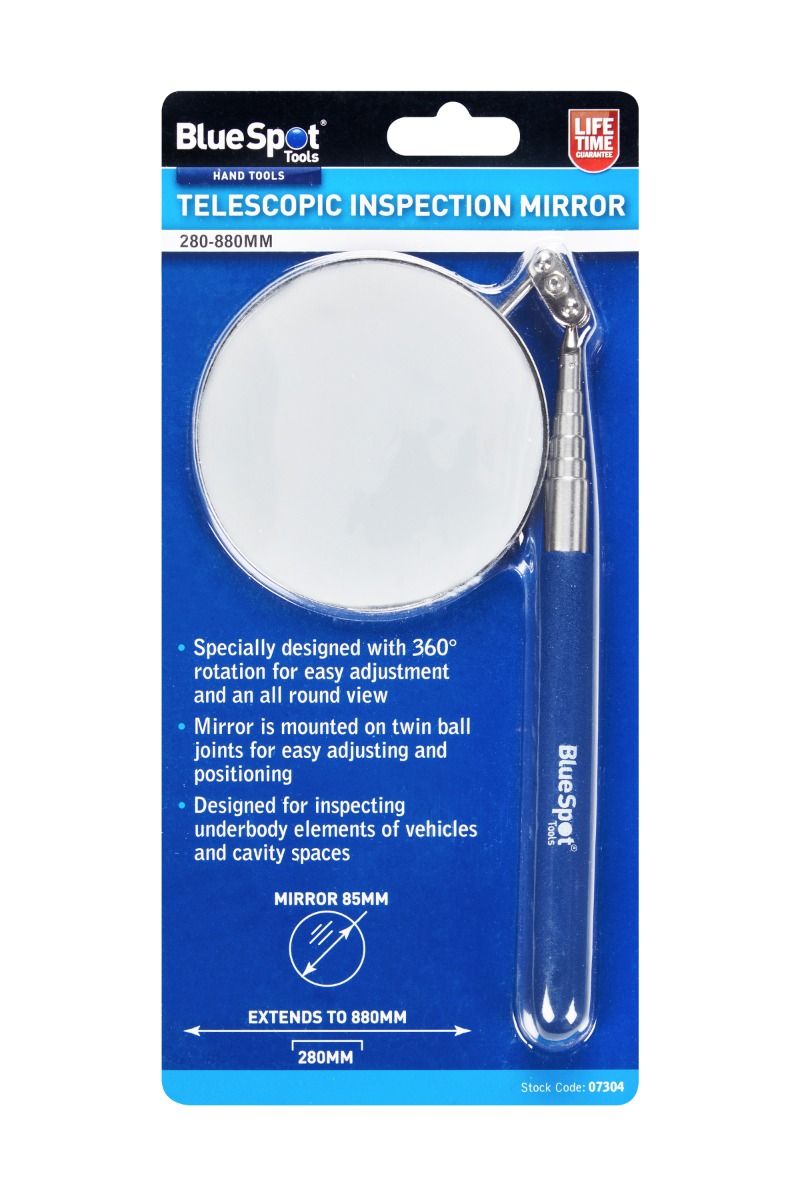BlueSpot 280-880mm Telescopic Inspection Mirror With A Manufacturers LifeTime Guarantee 07304