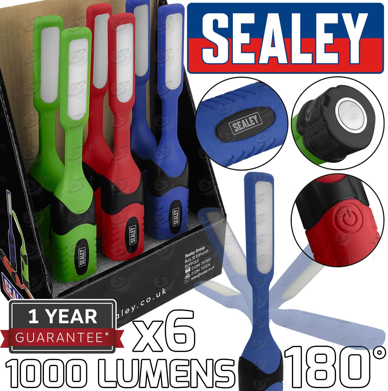 SEALEY SMD LED Torch Work Light Flexi Head 180° Magnetic Pocket Inspection x 6