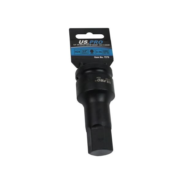 US Pro 3/4" Drive Impact Hex Bit Socket H24 x 100mm  7579