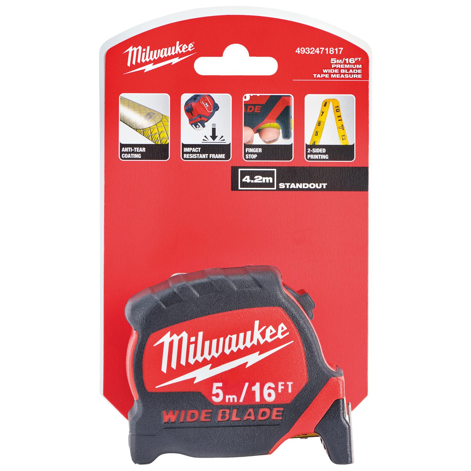 MILWAUKEE 5m ( 16ft ) 33mm Extra Wide Nylon Blade Premium Tape Measure