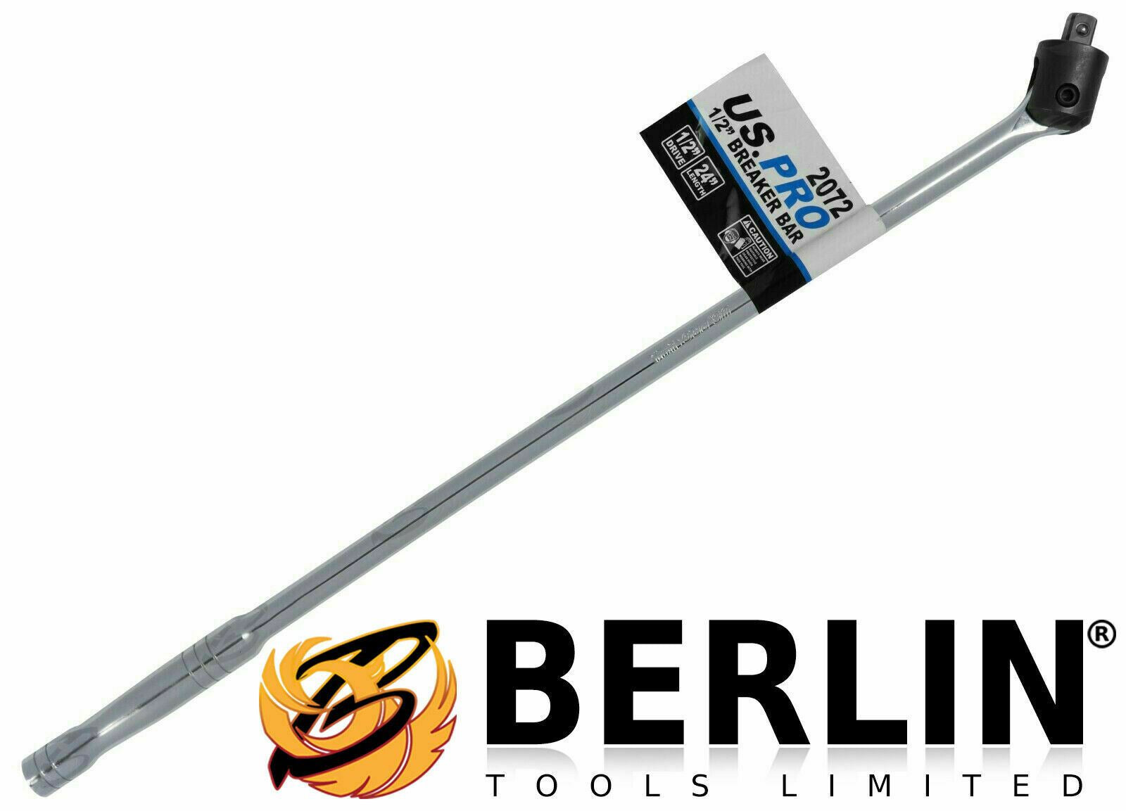 US PRO INDUSTRIAL 1/2" DRIVE 24" LONG BREAKER BAR & 16PCS 6 POINT DEEP IMPACT SOCKETS 10MM - 32MM