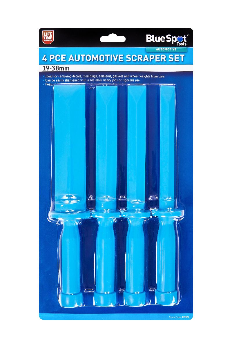 BlueSpot 4 Piece Automotive Plastic Scraper Set (19-38mm) With A Manufacturers LifeTime Guarantee 07997