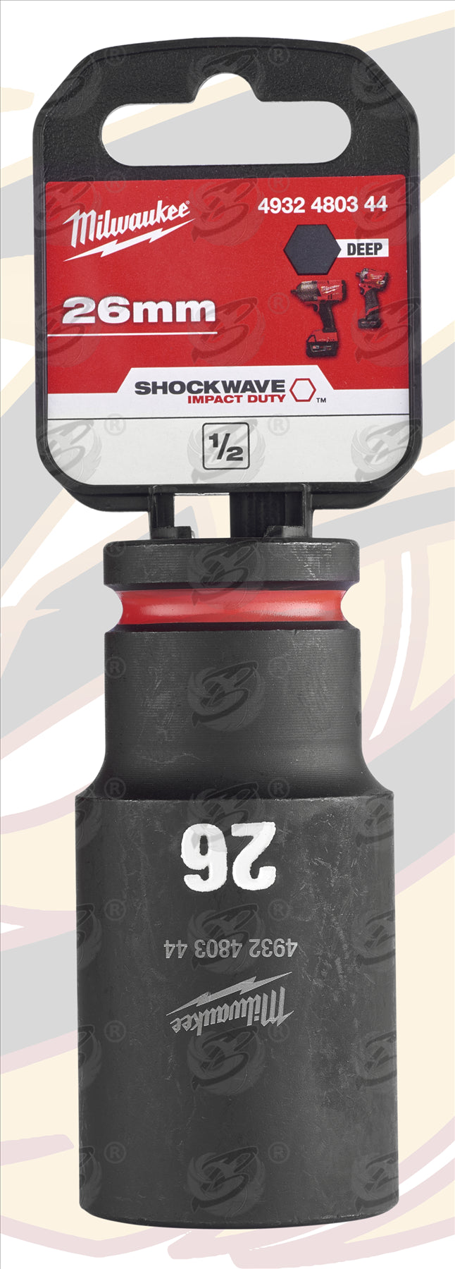MILWAUKEE 26MM 1/2" DRIVE 6 POINT DEEP IMPACT SOCKET ( SINGLE )