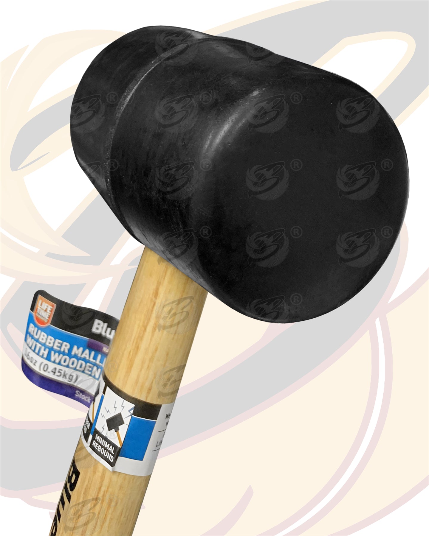 BLUESPOT 16OZ RUBBER HAMMER / MALLET WITH WOODEN HANDLE 6