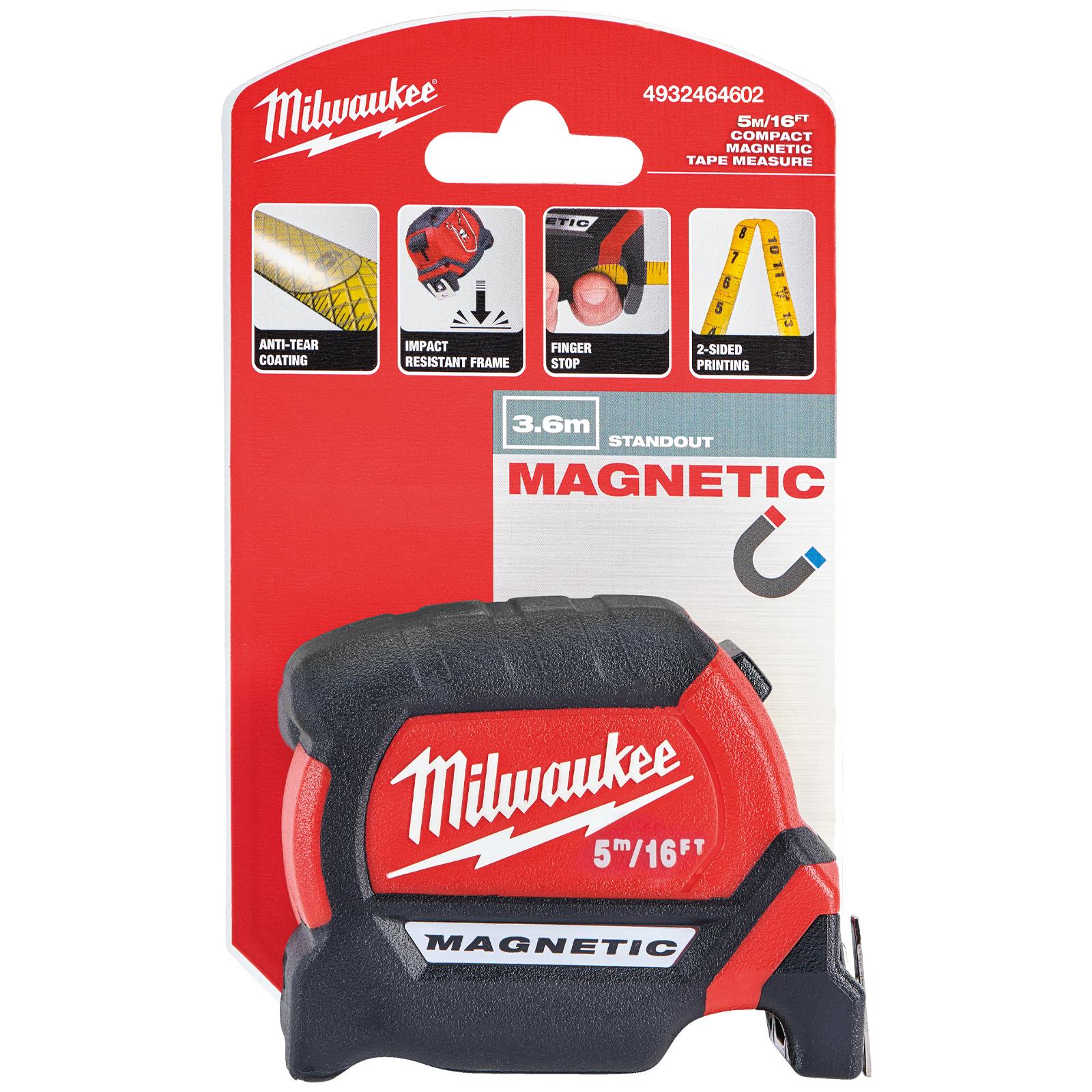 MILWAUKEE 5m ( 16ft ) Magnetic Tip 27mm Nylon Blade Tape Measure