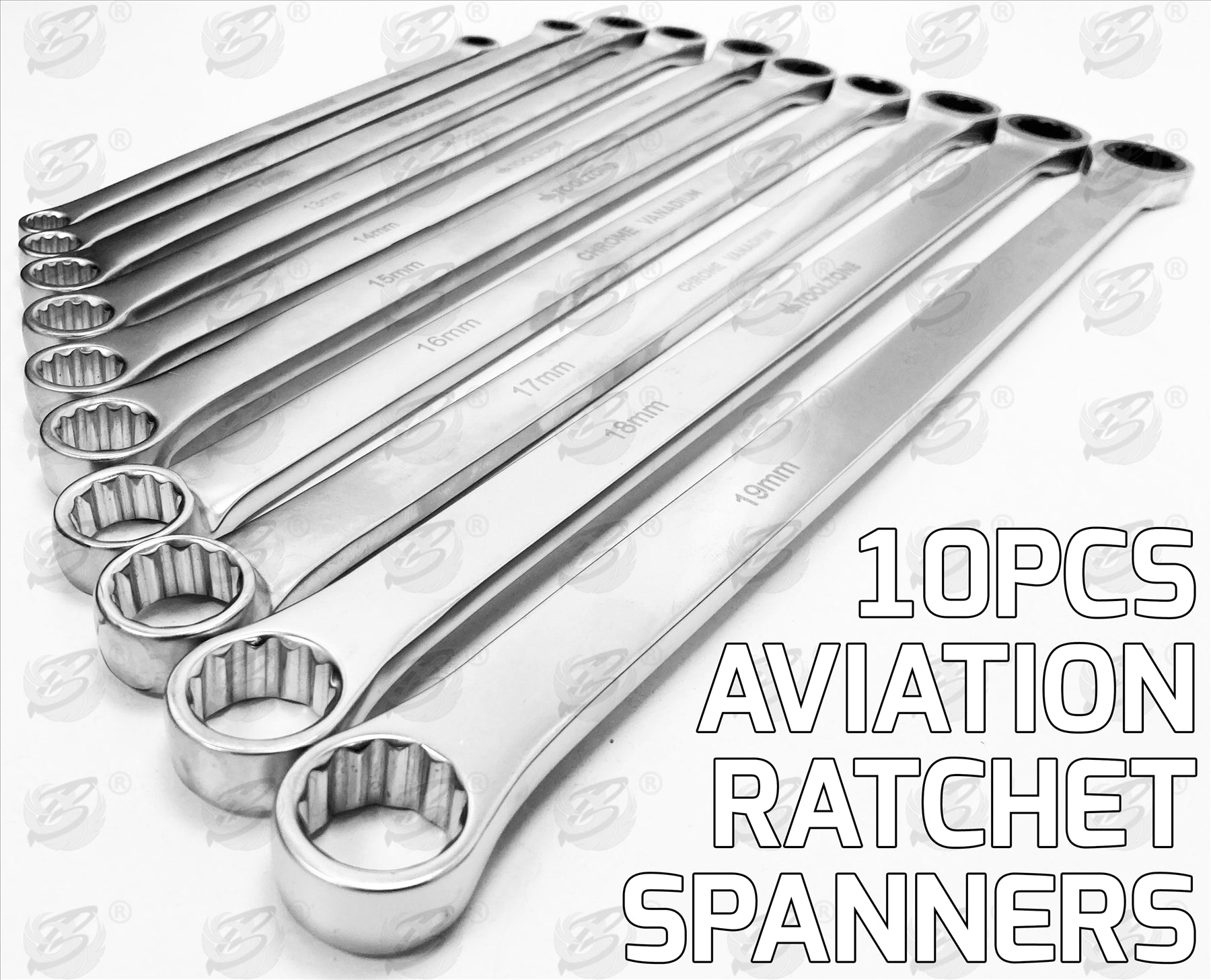 TOOLZONE 10PCS SINGLE RING EXTRA LONG RATCHET AVIATION SPANNERS 8MM - 10MM