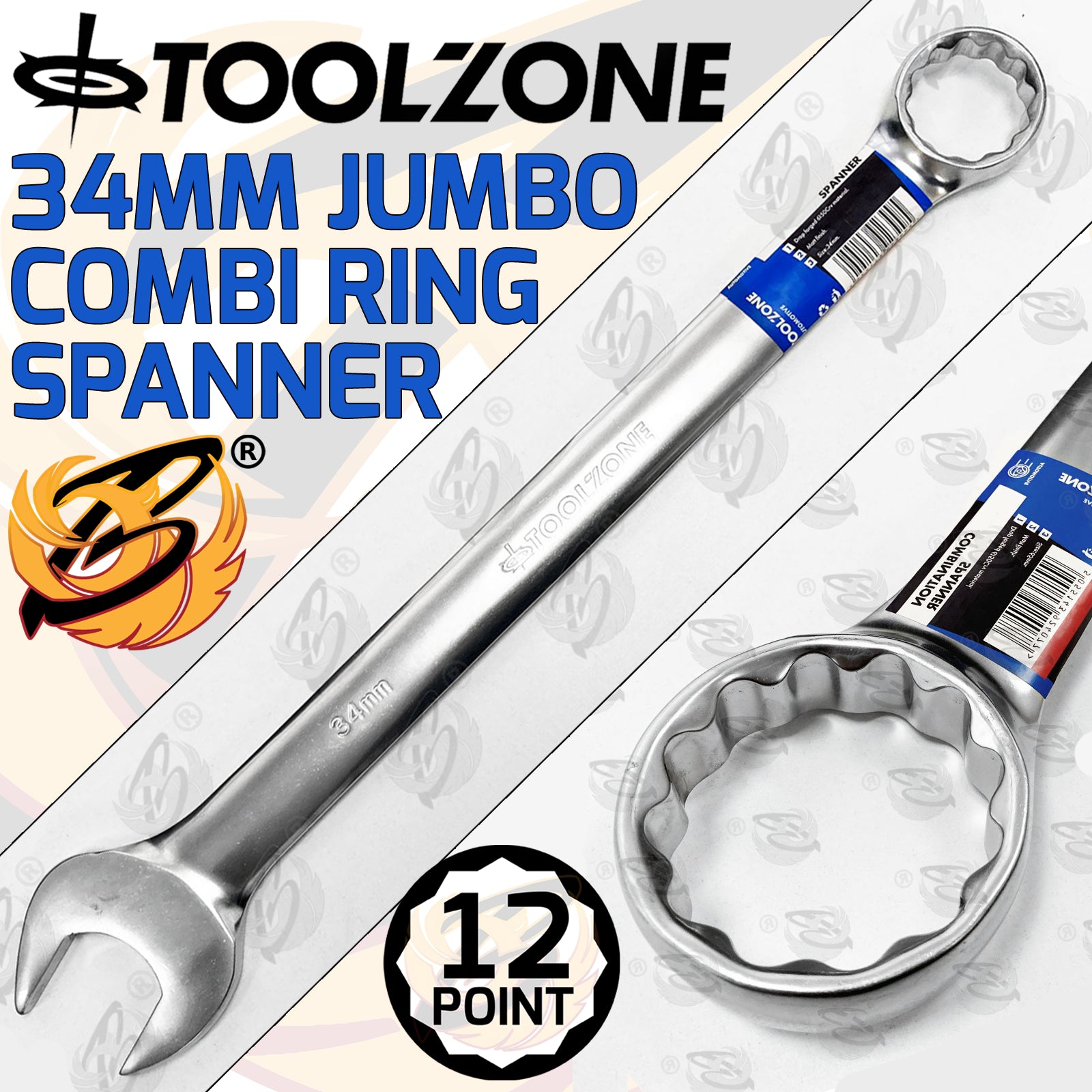 TOOLZONE 34MM JUMBO COMBINATION SPANNER ( SINGLE )