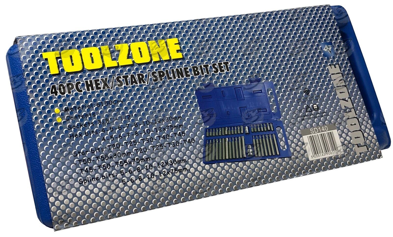 TOOLZONE 40PCS HEX - TORX - SPLINE BIT SOCKETS