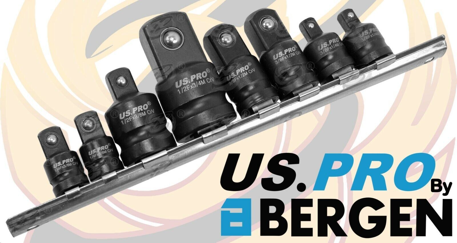 US Pro 8 Piece Impact Socket Adaptors ( 1/4" - 3/4" )  3505