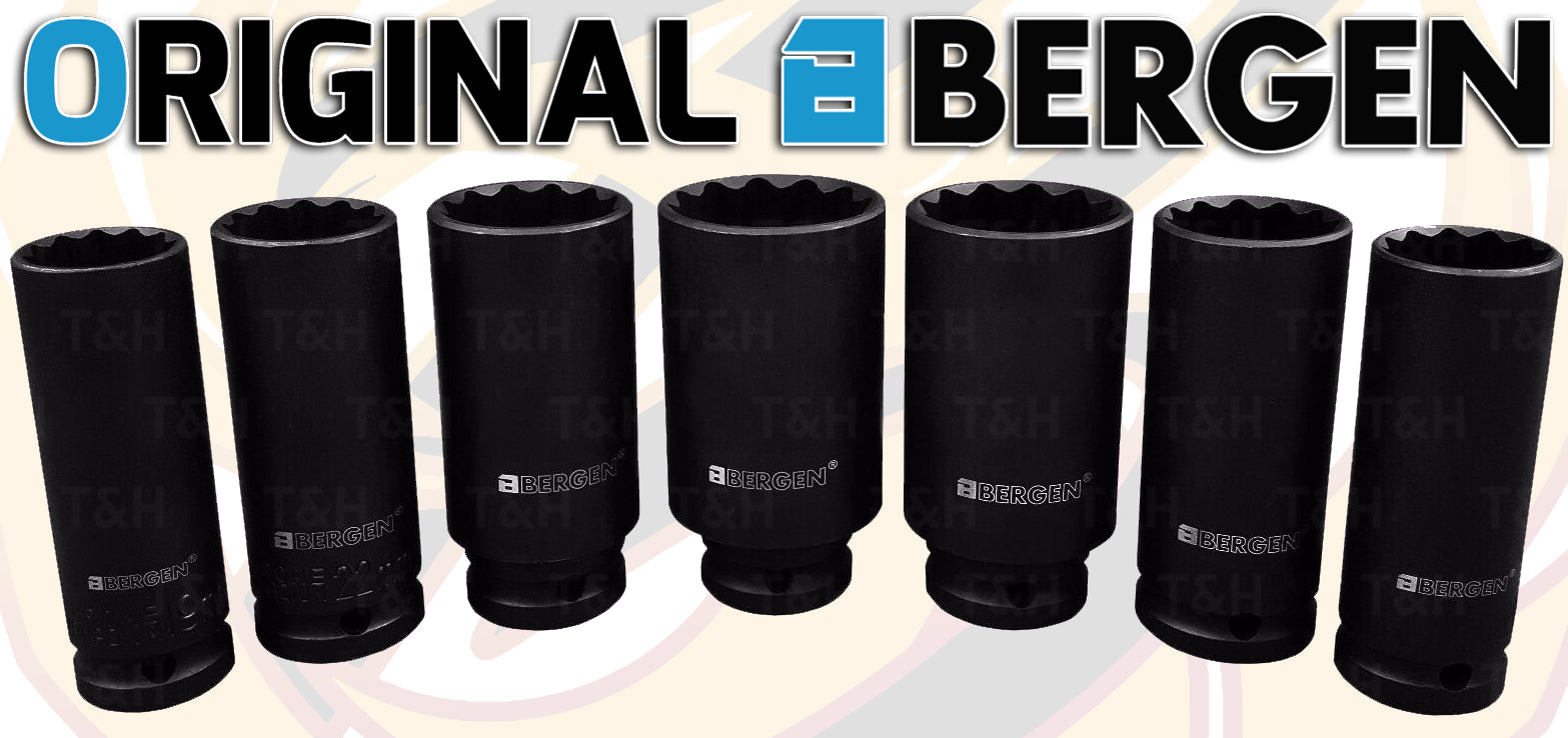 BERGEN 13PCS 1/2" DRIVE 12 POINT DEEP IMPACT SOCKETS 13MM - 32MM