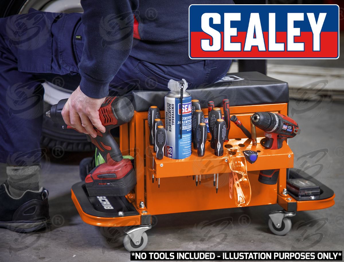 Sealey Mechanic Stool / Utiltiy Box ( Orange ) ( SCR18O )