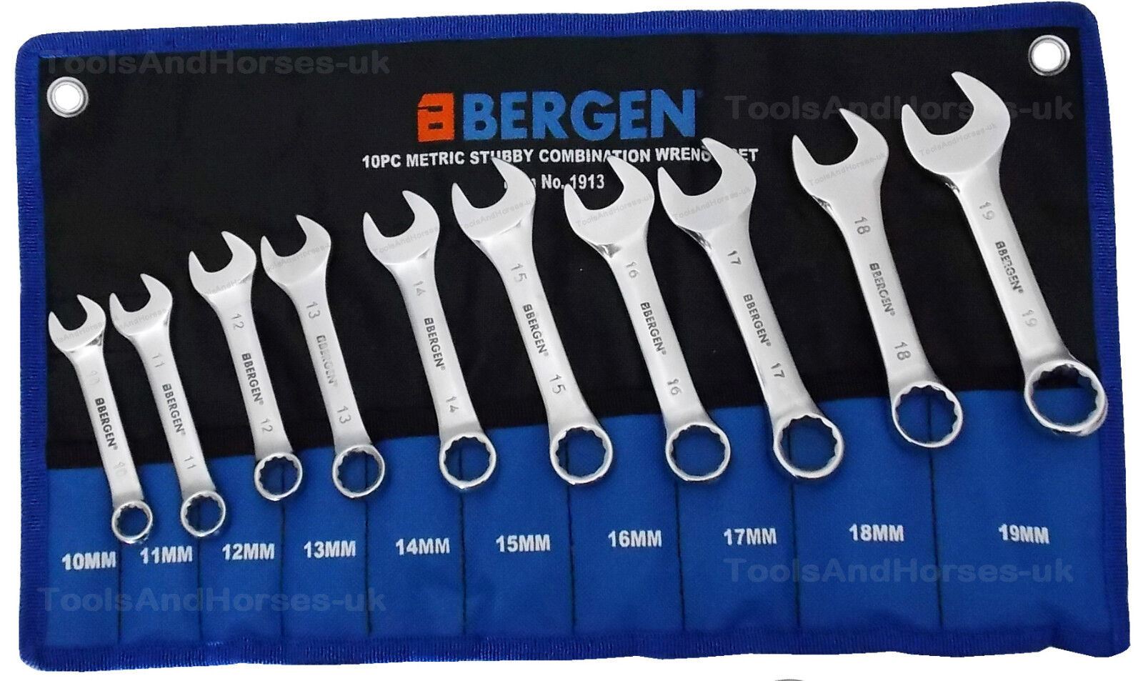 US Pro 10 Piece Stubby Combination Spanner Set 10mm - 19mm 2202