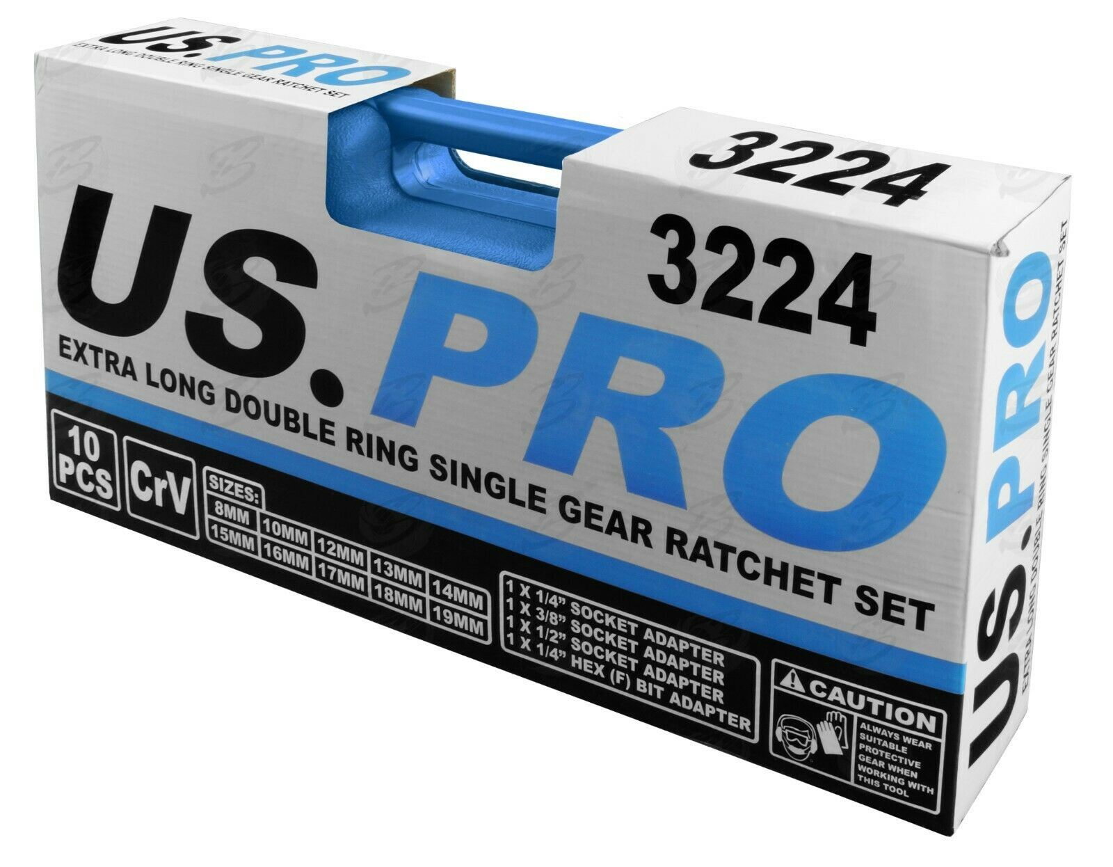 US PRO 10PCS SINGLE RING EXTRA LONG RATCHET AVIATION SPANNERS 8MM - 10MM