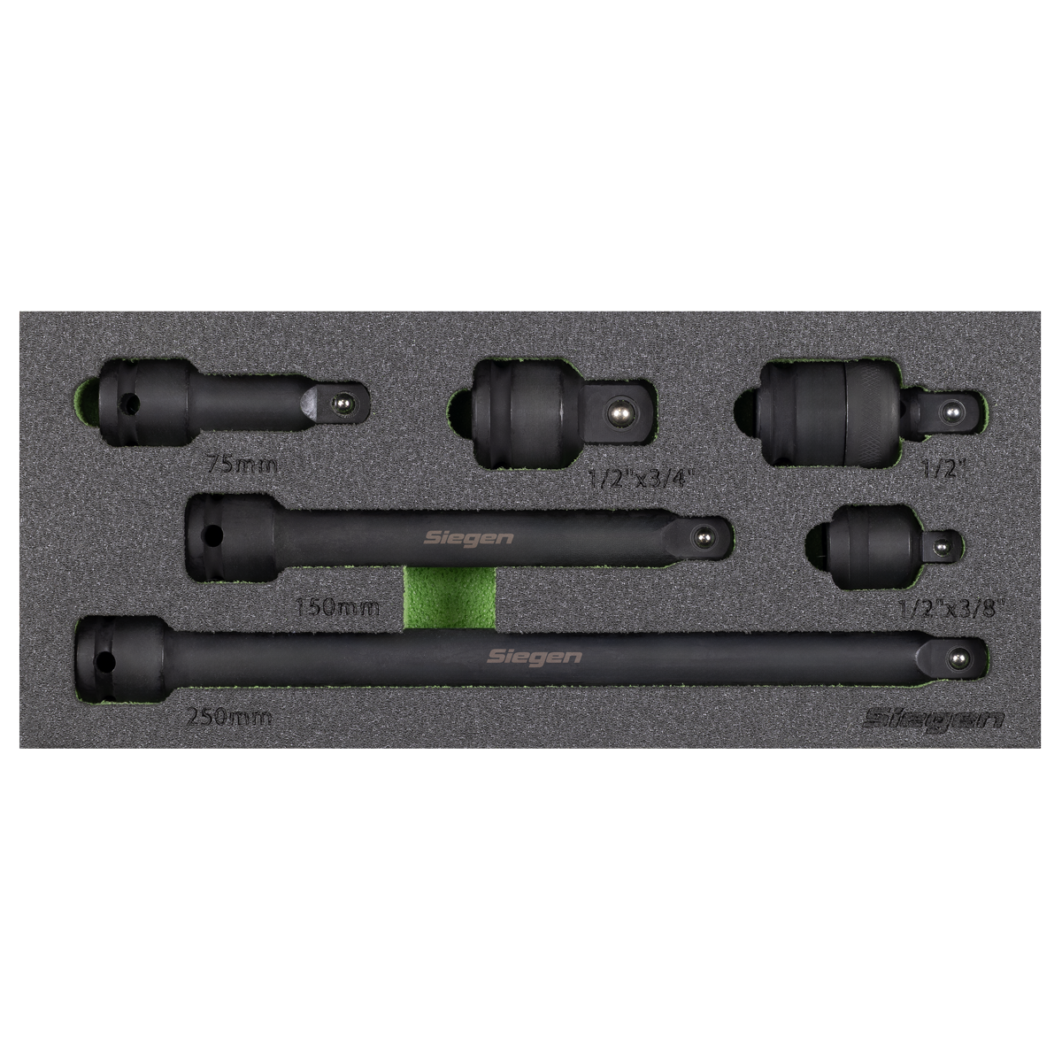 Siegen 6 Piece 1/2" Drive Impact Extension Bar & Adaptor Set With A Manufacturers LifeTime Guarantee S01323