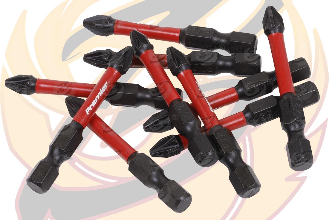 SEALEY 10PCS x PZ2 x 50mm IMPACT DRILL / DRIVER BITS
