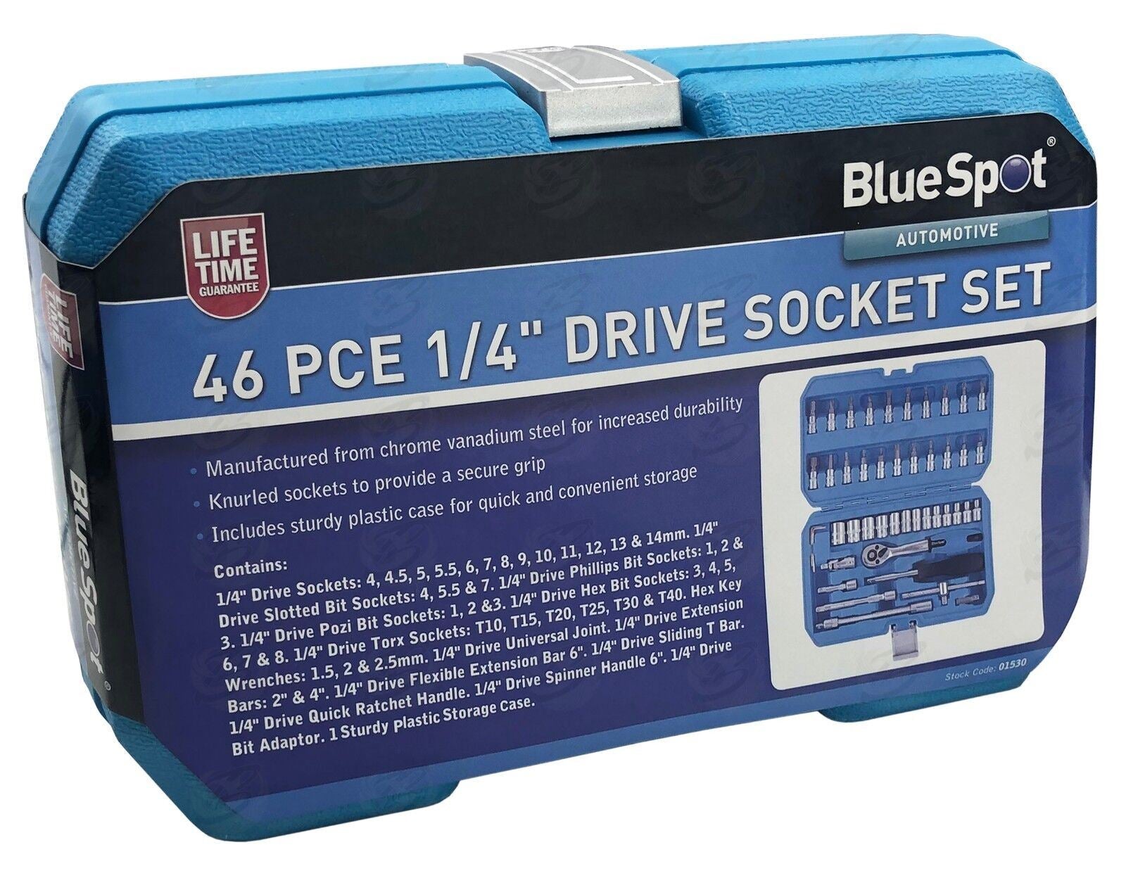 BLUESPOT 57PCS 1/4" DRIVE 6 POINT DEEP & SHALLOW SOCKET SET 4MM - 14MM
