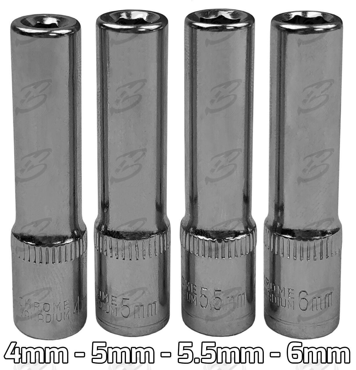 US PRO 11PCS 1/4" DRIVE 6 POINT DEEP SOCKETS 4MM - 13MM