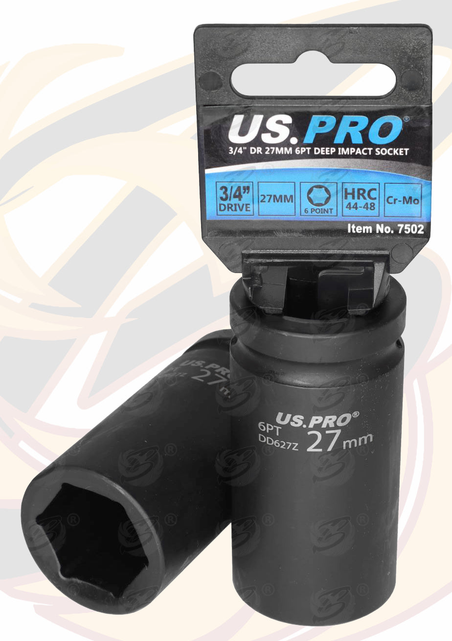 US PRO 27MM 3/4" DRIVE 6 POINT DEEP IMPACT SOCKET ( SINGLE )