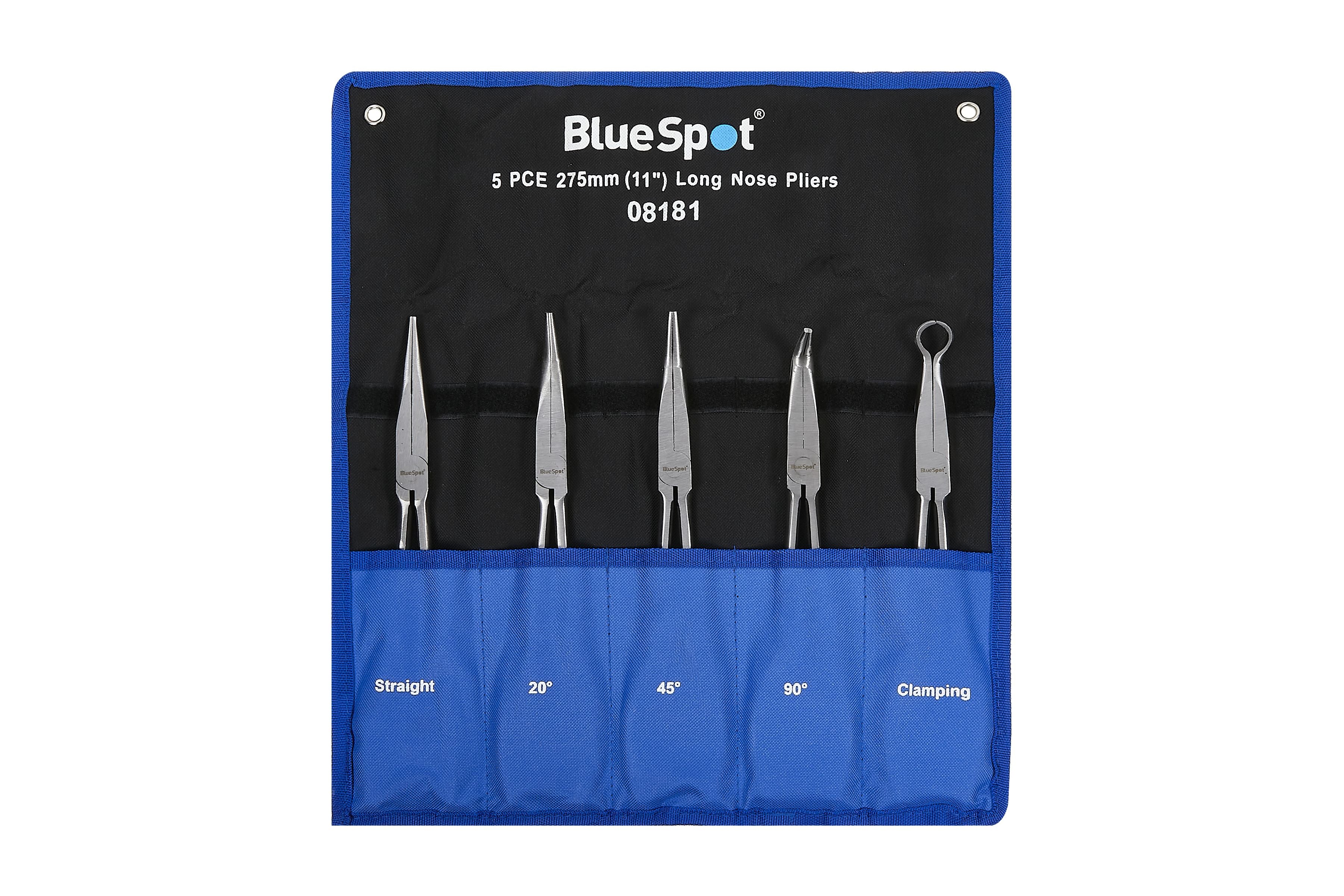 BlueSpot 5 Piece 275mm (11") Long Nose Pliers In Wallet With A Manufacturers LifeTime Guarantee 08181