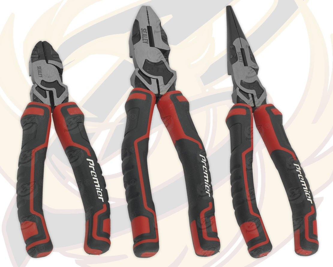 SEALEY 3PCS HIGH LEVERAGE PLIER SET ( COMBI - CUTTERS - LONG NOSE )