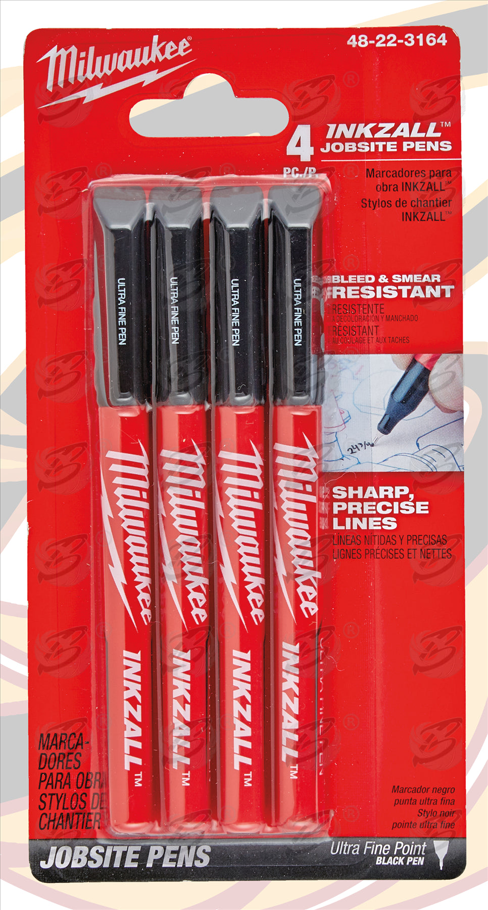 MILWAUKEE INKZALL ULTRA FINE POINT 0.6MM MARKER PENS ( X 4 )