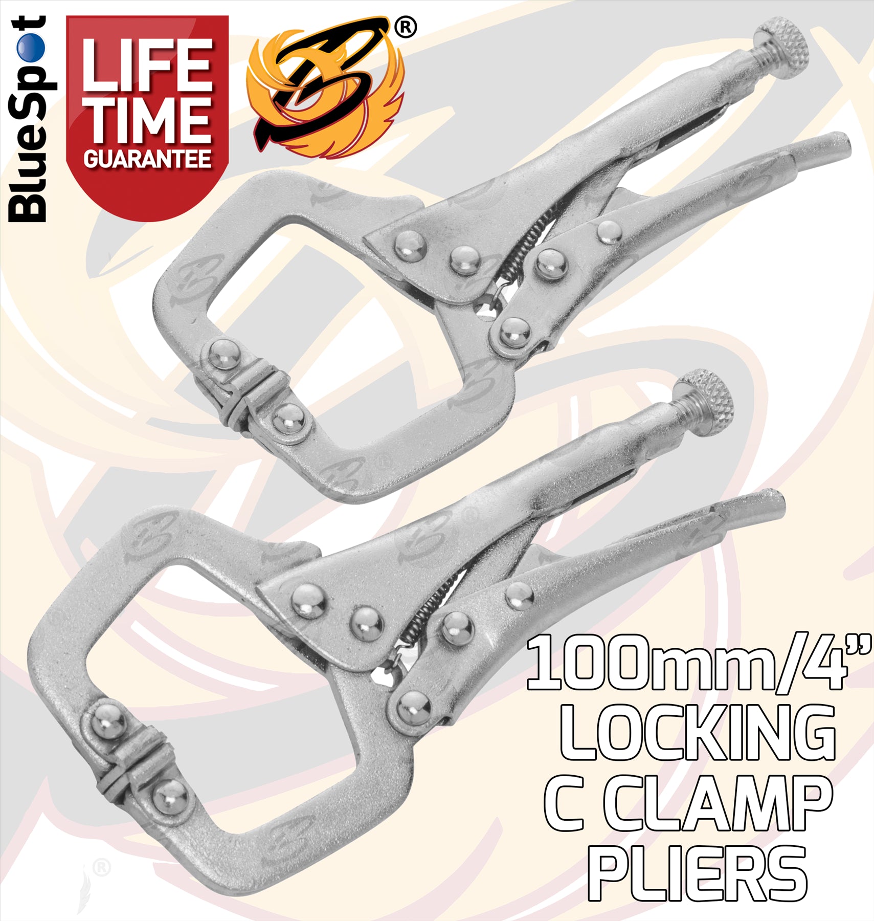 BLUESPOT 2 PCE 100MM (4") MINI LOCKING C CLAMP SET