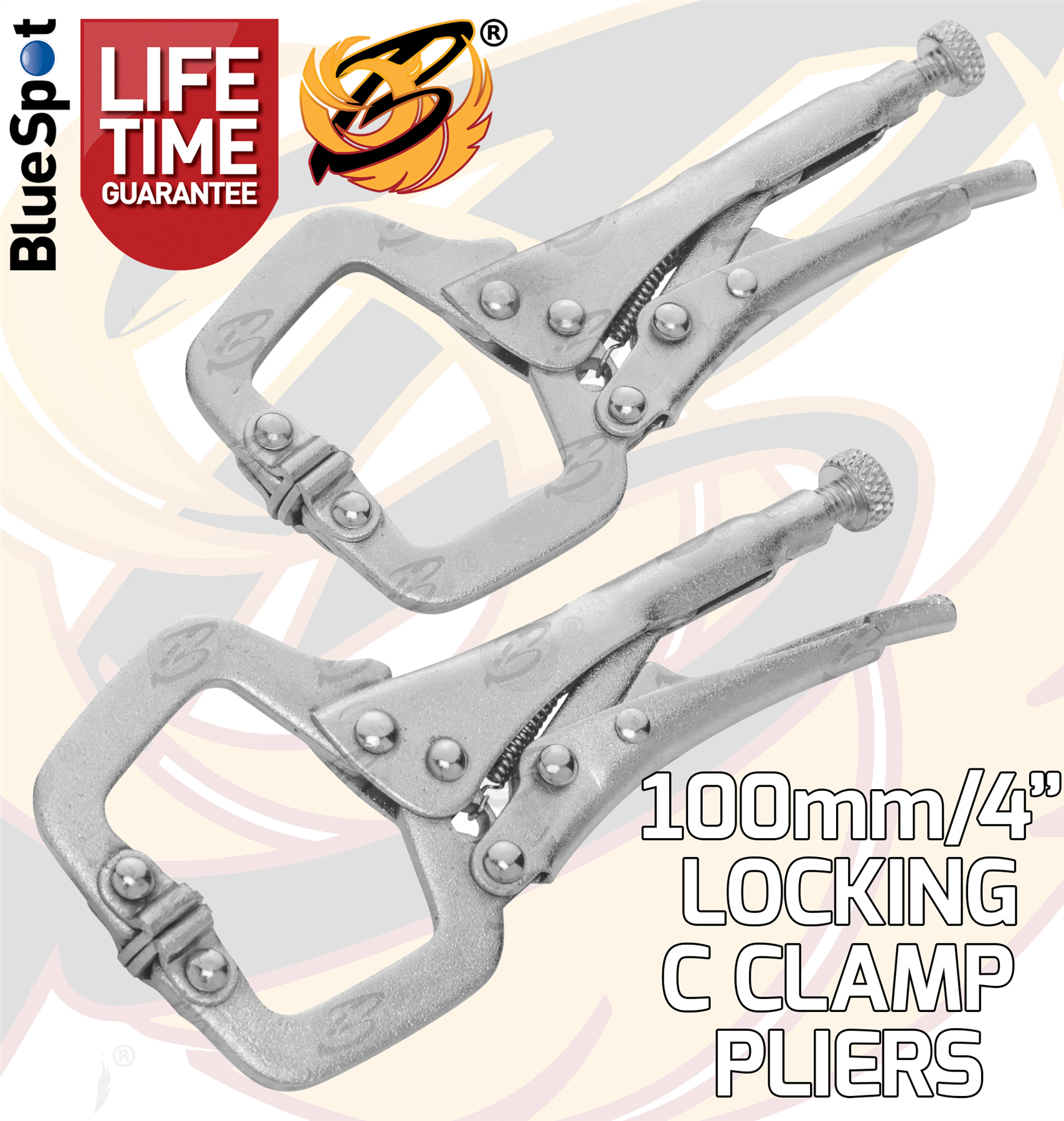 BlueSpot 2 Piece 100mm (4") Mini Locking C Clamp Set ( 06526 )