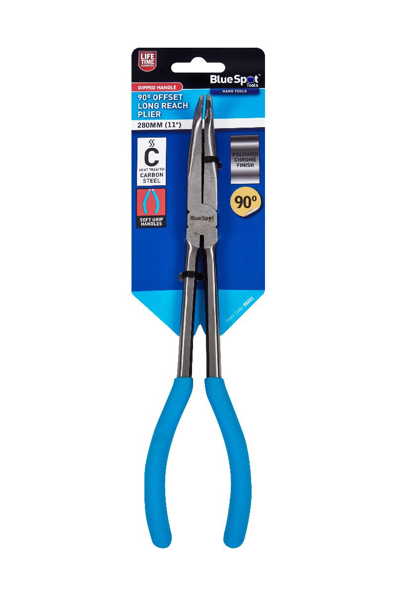 BlueSpot 280mm (11") 90º Offset Long Reach Plier With A Manufacturers LifeTime Guarantee 08201