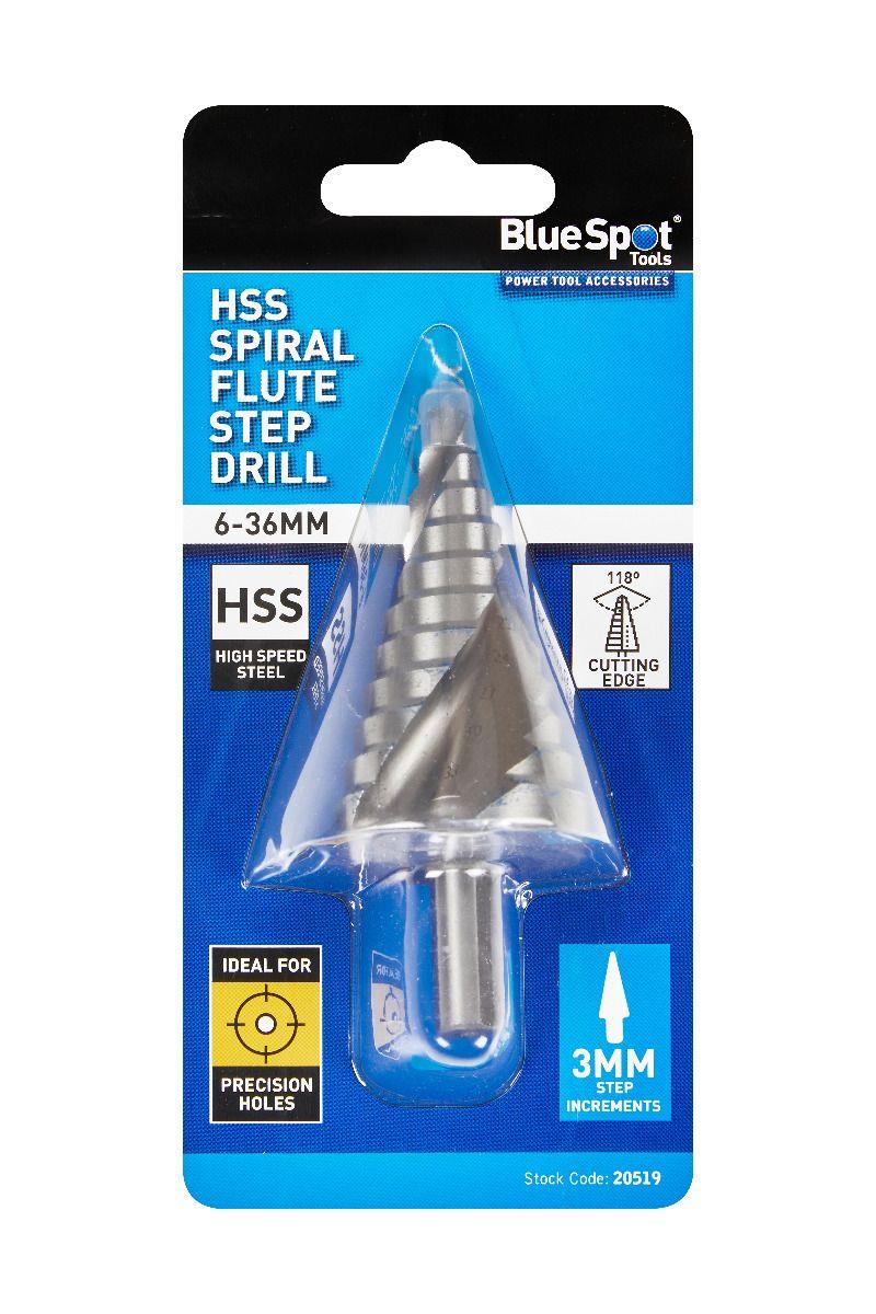 BlueSpot HSS Spiral Flute Step Drill 6mm - 36mm ( 20519 )