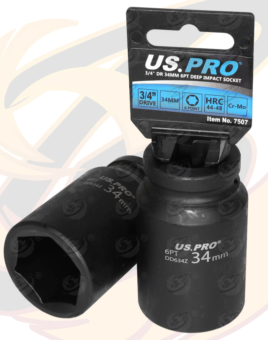US PRO 34MM 3/4" DRIVE 6 POINT DEEP IMPACT SOCKET ( SINGLE )