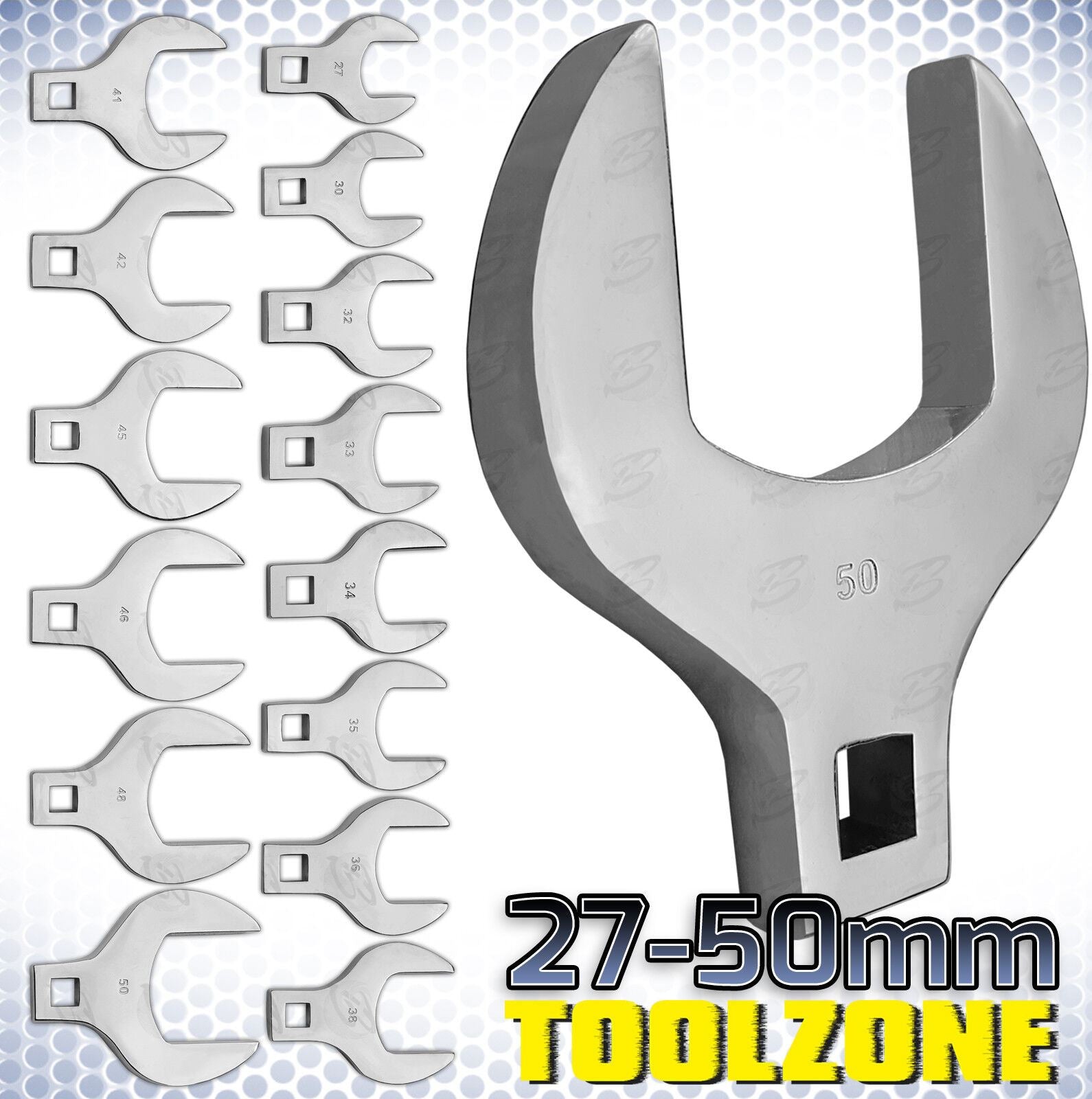 Toolzone 14 Piece 1/2" Drive Jumbo Crowfoot Spanners 27mm - 50mm SP140