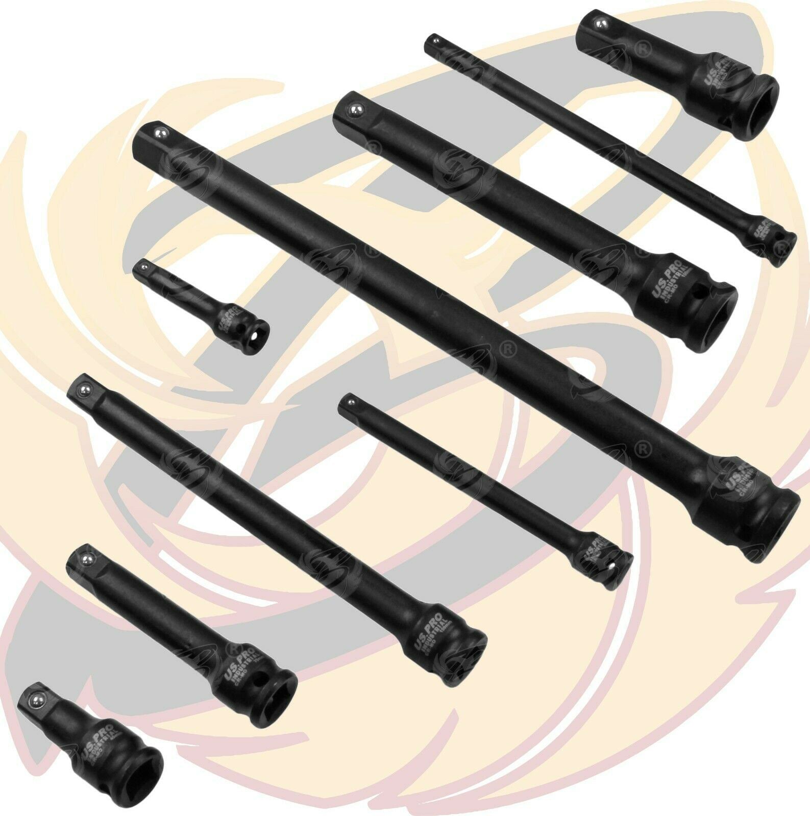 US PRO INDUSTRIAL 9PCS 1/4" & 3/8" & 1/2" DRIVE IMPACT EXTENSION BARS