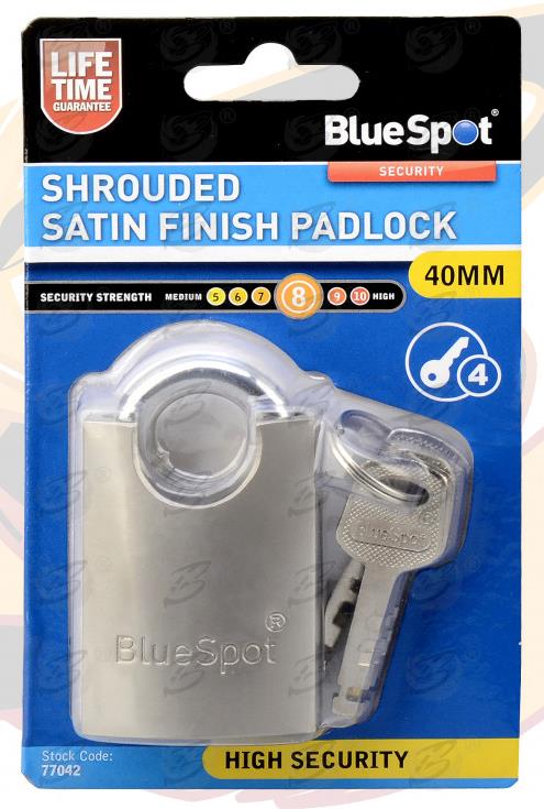 BLUESPOT 40MM SHROUDED SATIN FINISH PADLOCK