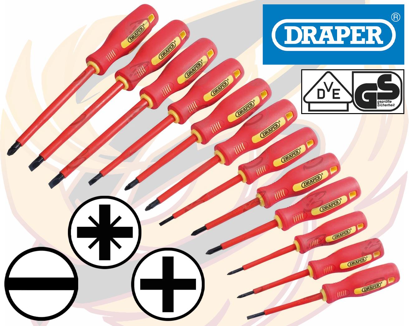 DRAPER 12PCS VDE SCREWDRIVER SET ( SLOTTED - PHILLIPS - POZIDRIVE )