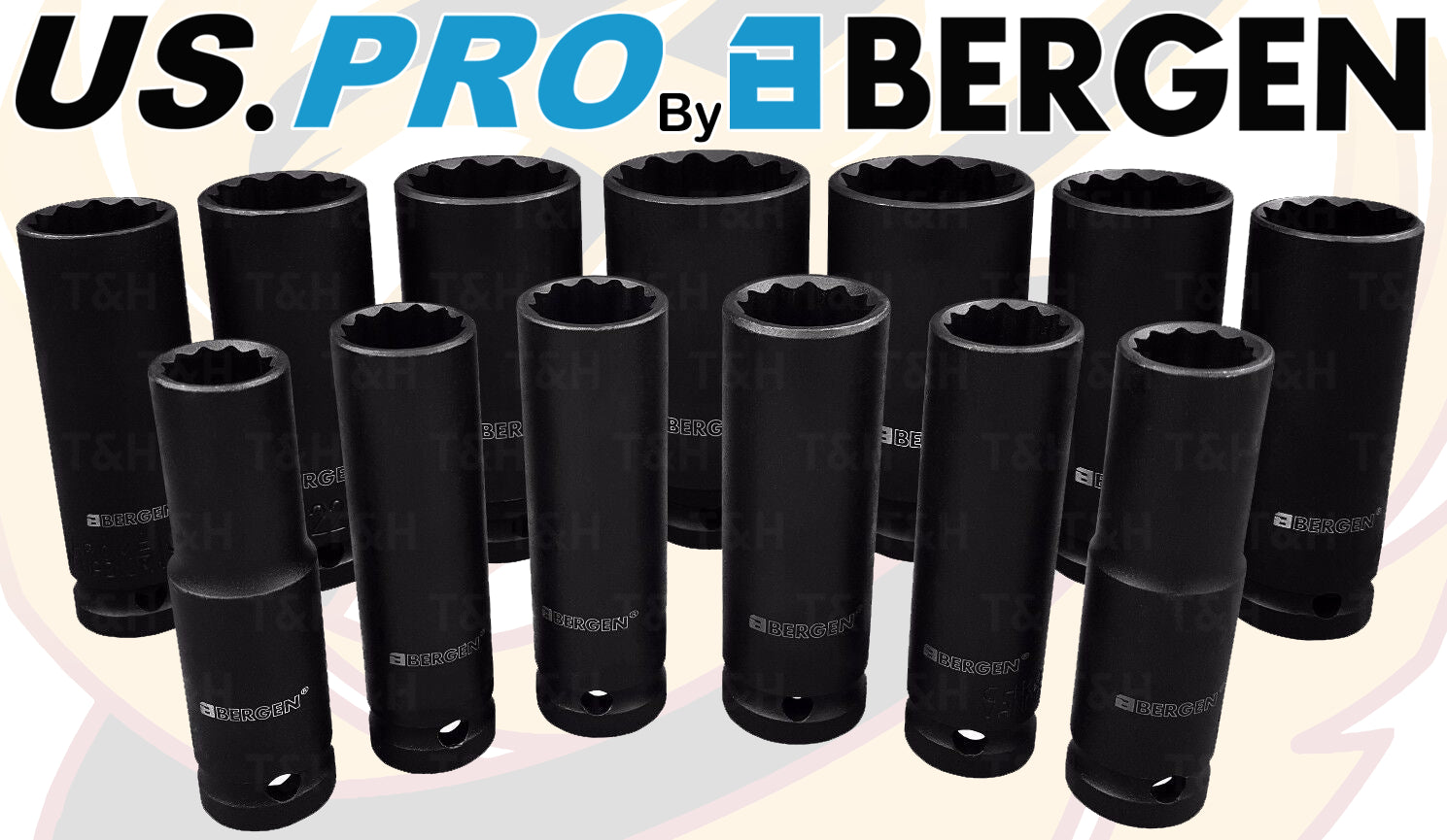 US PRO 13PCS 1/2" DRIVE 12 POINT DEEP IMPACT SOCKETS 13MM - 32MM