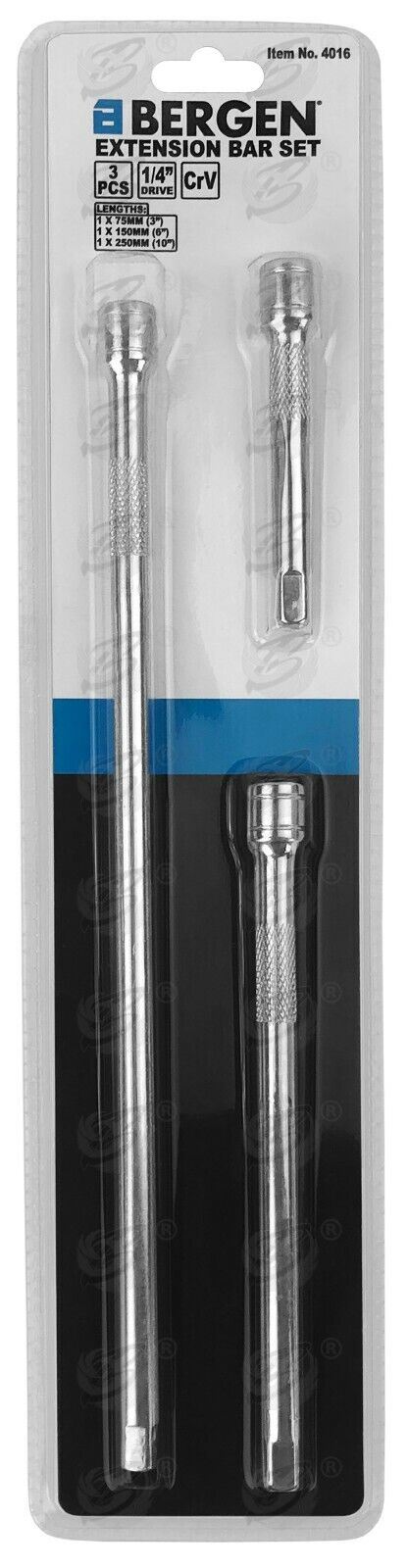 US Pro 3 Piece 1/4" Drive Extension Bars 75mm - 250mm  3261