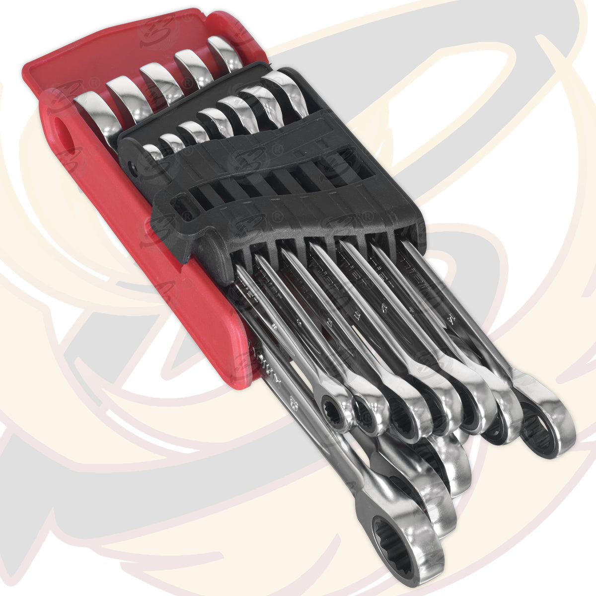 SEALEY 12PCS COMBINATION RATCHET SPANNER SET 8MM - 19MM