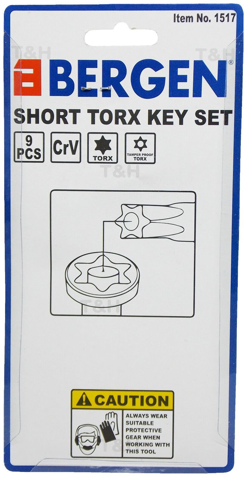 US Pro 9 Piece Stubby Torx Key Set T10 - T51 1517