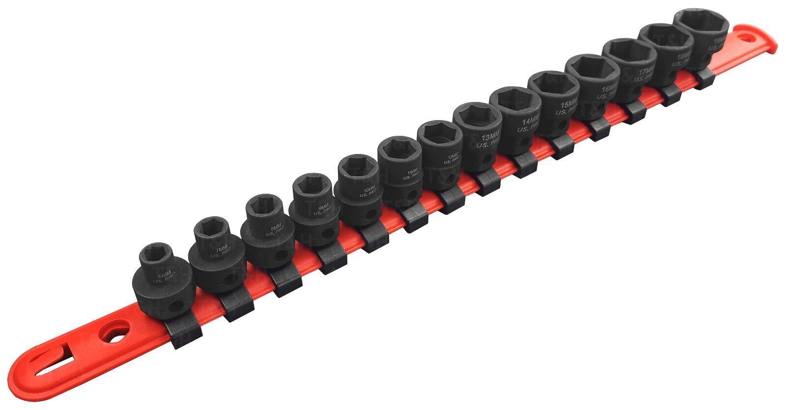 US PRO 14PCS 3/8" DRIVE 6 POINT SHALLOW IMPACT SOCKETS 6MM - 19MM