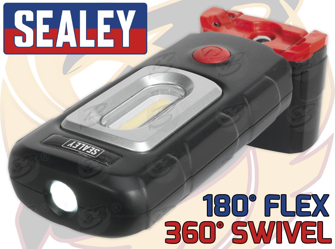SEALEY RECHARGEABLE COB LED LI - ION WORK LIGHT ( BLACK )