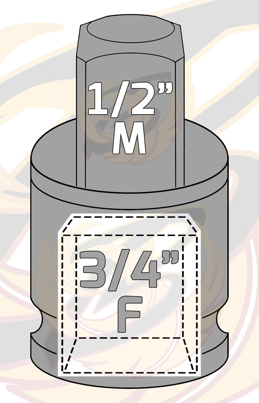 US PRO IMPACT SOCKET ADAPTER 3/4" DRIVE DOWN TO 1/2" DRIVE
