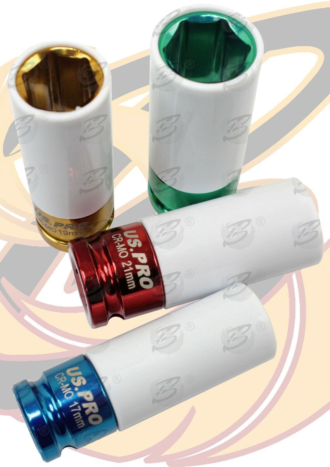 US PRO 1/2" DRIVE 24" LONG BREAKER BAR & 4PCS 6 POINT ALLOY WHEEL NUT SOCKETS 17MM - 22MM