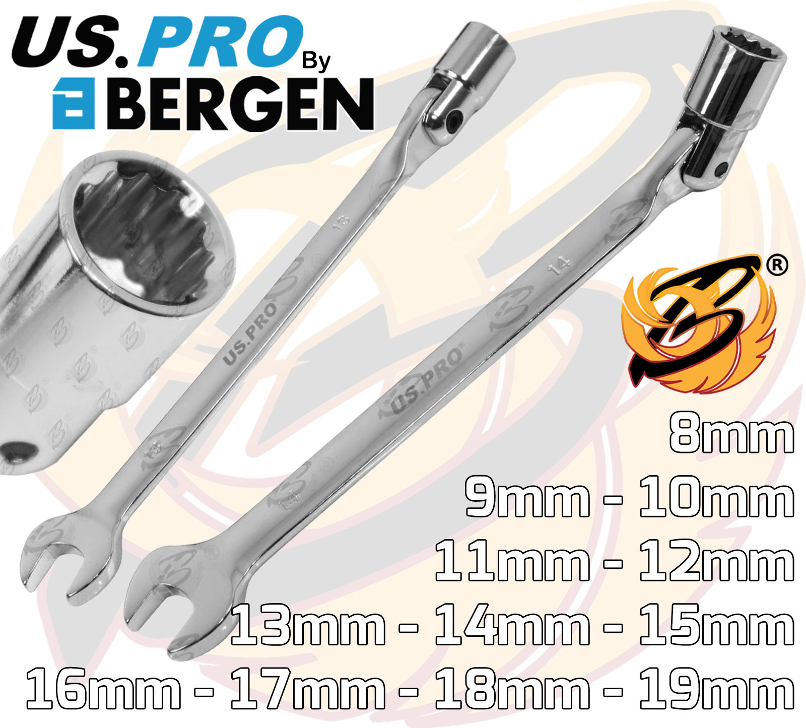 US Pro 12 Piece Metric Flexible Socket / Open End Wrench Set ( 2081 )