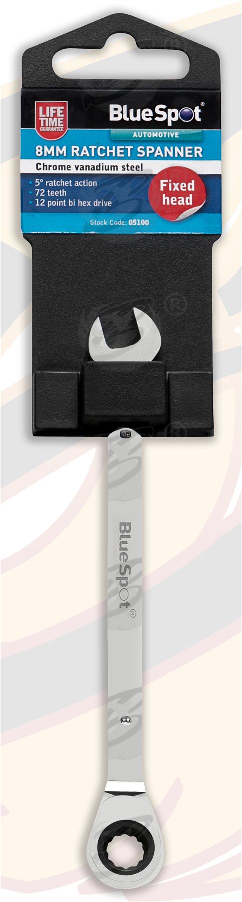BlueSpot 8mm 72 Tooth Ratchet Spanner ( Single ) 05100