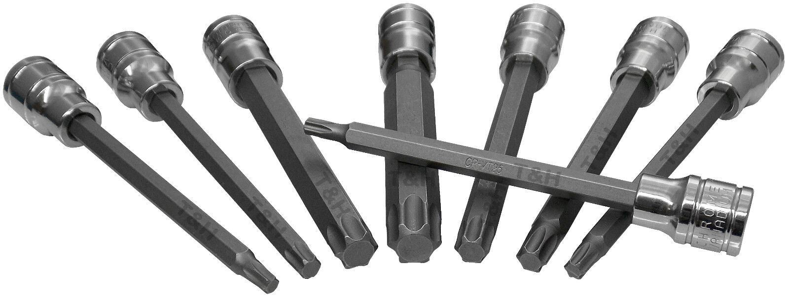 US PRO 8PCS 3/8" DRIVE EXTRA LONG TORX BIT SOCKETS T25 - T60